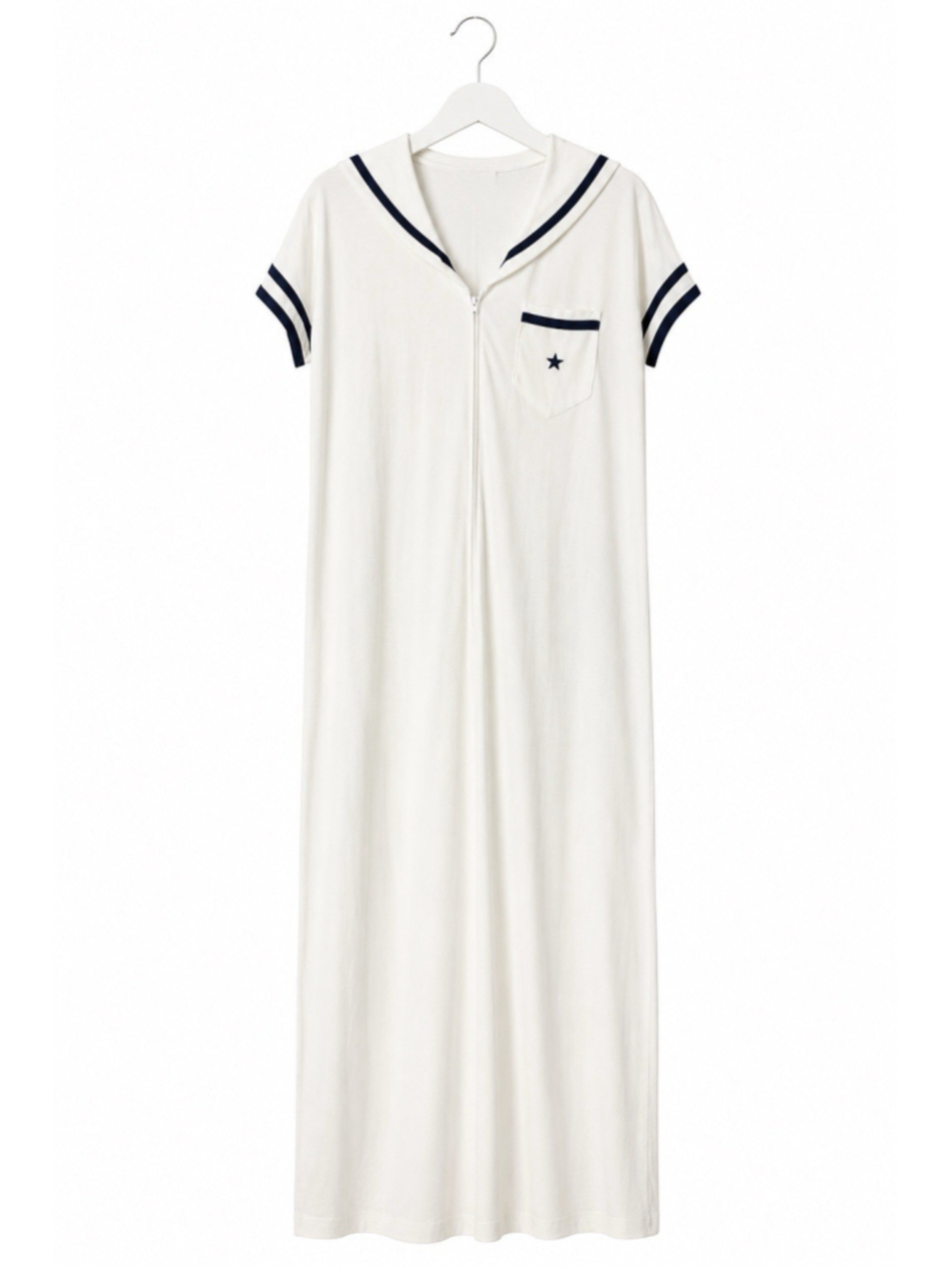 Vintage Clovis Ruffin Elizabeth Arden Sailor Collar Maxi Lounge Dress Made In US - Picture 2 of 16
